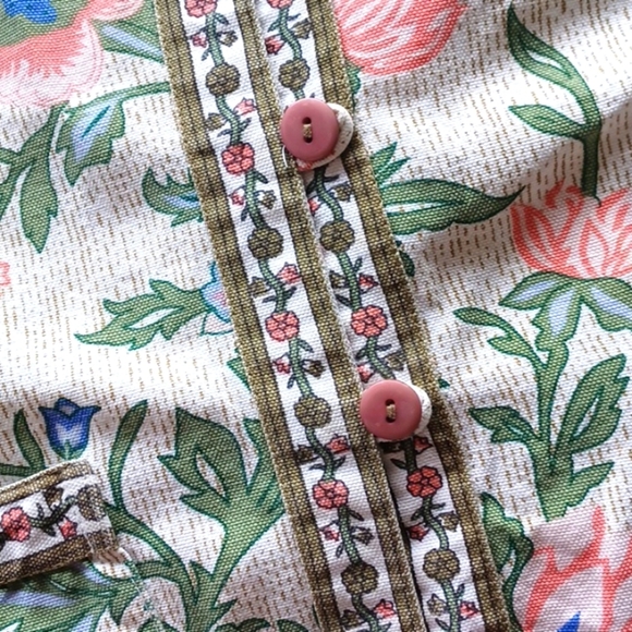 Tudor Court Blazer Floral Mandarin Collar Cotton Garden Asian Vintage, 20" PTP - Picture 9 of 9